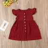 Toddler Kid Baby Girl Summer Dress Ruffles Sleeves Cotton Linen Party