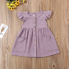 Toddler Kid Baby Girl Summer Dress Ruffles Sleeves Cotton Linen Party