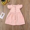 Toddler Kid Baby Girl Summer Dress Ruffles Sleeves Cotton Linen Party