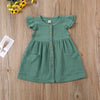 Toddler Kid Baby Girl Summer Dress Ruffles Sleeves Cotton Linen Party