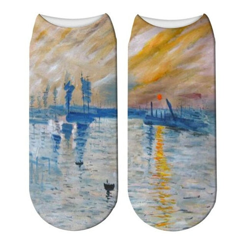 Van Gogh Sunflower Printed Art Socks Unisex Retro Famous Painting