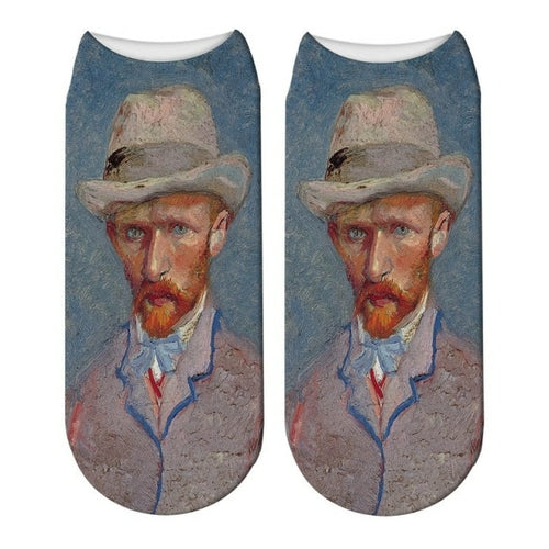 Van Gogh Sunflower Printed Art Socks Unisex Retro Famous Painting