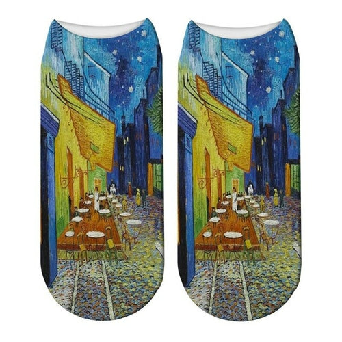 Van Gogh Sunflower Printed Art Socks Unisex Retro Famous Painting