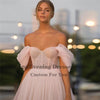 Off the Shoulder Pink Dot Tulle Sweetheart Evening Dress