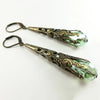 Vintage Drop Earring for Women Green Ice Crystal Retro Carving Hanging