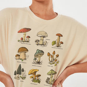 Vintage Fashion Mushroom Print Oversized T Shirt