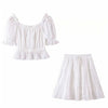 Vintage chic Women white two piece outfits  off shoulder short sleeve