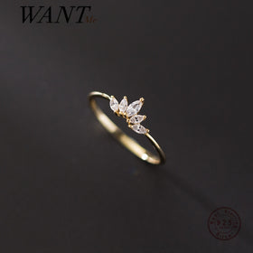 WANTME Genuine 925 Sterling Silver Chic Pave Crystal Zircon Princess