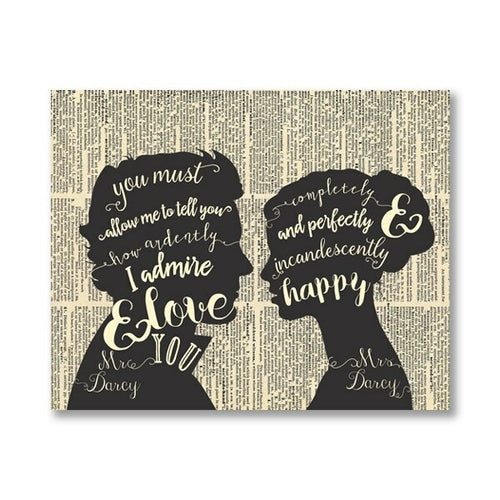 Wall Art Canvas Painting Jane Austen Pride and Prejudice Quote Posters