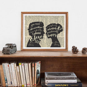 Wall Art Canvas Painting Jane Austen Pride and Prejudice Quote Posters