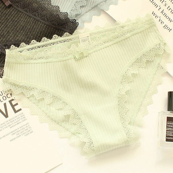 Wasteheart Lace Cotton Bow Low Waist Panties