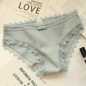 Wasteheart Lace Cotton Bow Low Waist Panties