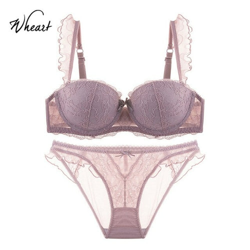 Wasteheart Women Fashion Pink Underwire Padded Lace Trim Straps Bras