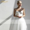 White A line Tulle Puffy Evening Dress Spaghetti Strap Sweetheart Tea