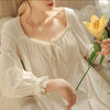 White Nightgown Sleepwear Lady Spring Autumn Long Sleeve Nightdress