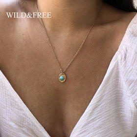 Wild&Free 5 Colors Green Natural Stone Pendant Necklaces For Women