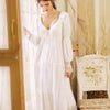 Cottagecore Vintage White Cotton Long Nightgown Sleepwear Outfit