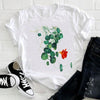 Feather Bird Short Sleeve Printing Spring Fashion Lady