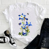 Feather Bird Short Sleeve Printing Spring Fashion Lady