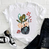 Feather Bird Short Sleeve Printing Spring Fashion Lady