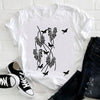 Feather Bird Short Sleeve Printing Spring Fashion Lady