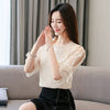 Women Blouse O Neck Summer 2021 New Lace Loose Fashion Hollow Bow Half