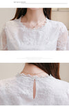 Women Blouse O Neck Summer 2021 New Lace Loose Fashion Hollow Bow Half