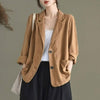 Women Cotton Linen Casual Blazer Jacket