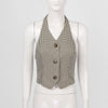 Women Female Halter Plaid Vest Backless Sleeveless Button Down