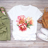 Women Flower Lady Fashion Short Sleeve Aesthetic Clothes Summer Shirt