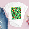 Women Graphic Cartoon Flower Plant Short Sleeve 90s Fashion Printed