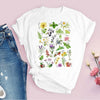 Women Graphic Cartoon Flower Plant Short Sleeve 90s Fashion Printed