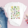 Women Graphic Cartoon Flower Plant Short Sleeve 90s Fashion Printed