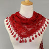 Women Lace Scarf  Pure Color Lace Tassel Headscarf Triangle Scarf