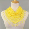 Women Lace Scarf  Pure Color Lace Tassel Headscarf Triangle Scarf