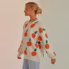 Women Loose Knit Sweater, Adults Casual Orange Pattern Long Sleeve