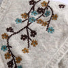 Women New Retro Sweet Flower Embroidery Lapel Sweater Female