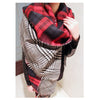 Women Red Faux Cashmere Shawl Double Faced Plaid Blanket Scarf