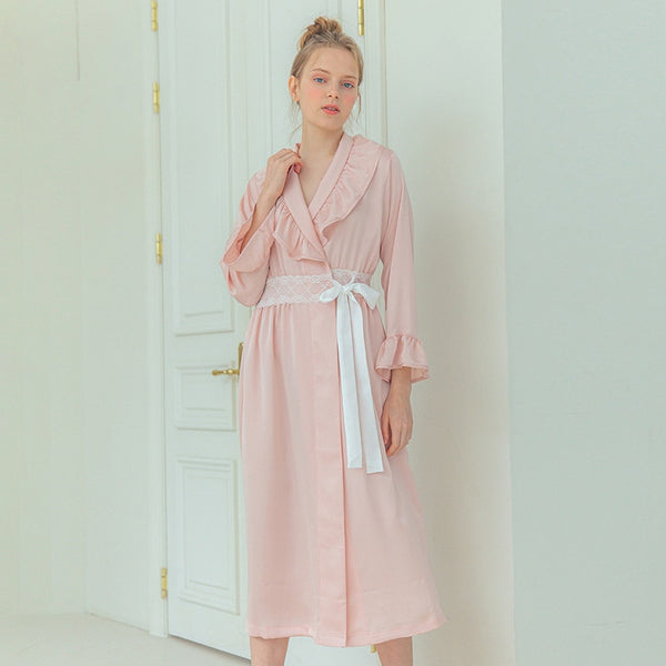 Women Sleepwear Princess Robes Pajamas.Lady Stain Stringy Selvedge