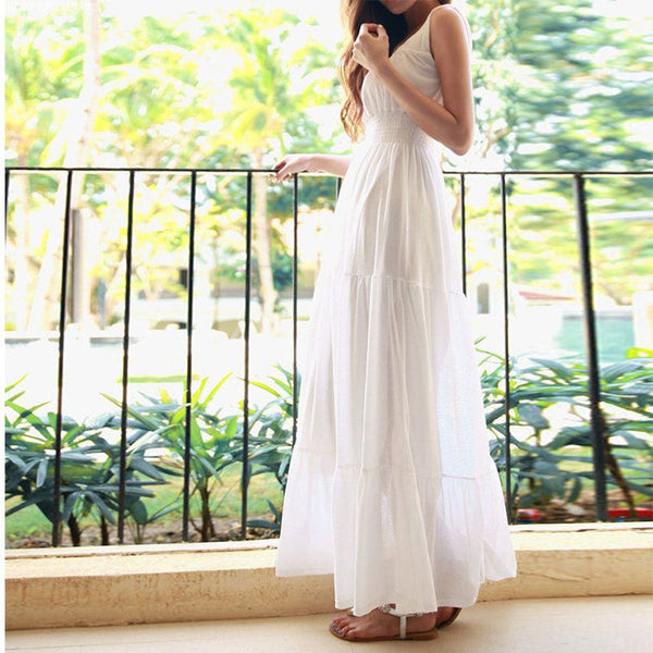 Women Slim Fit Waist Chiffon Dress  Women's Sleeveless Long Dress