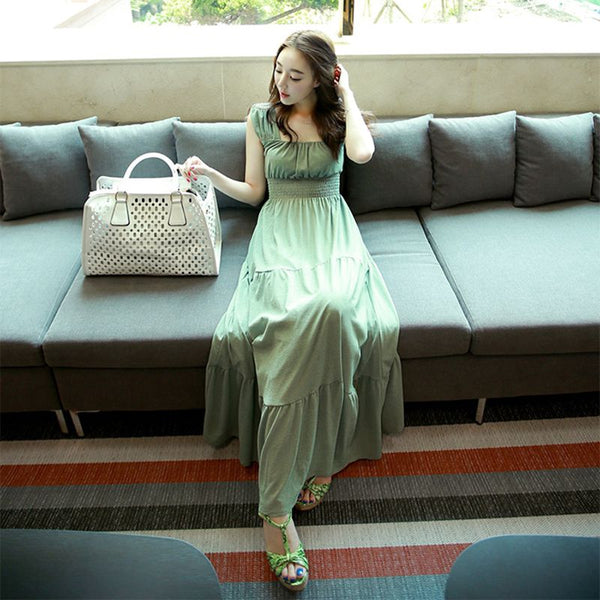 Women Slim Fit Waist Chiffon Dress  Women's Sleeveless Long Dress