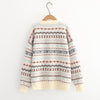 Women Sweaters Geometry Embroidery Knitted Pullover Korean 2020 Autumn