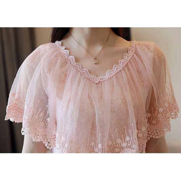 Women Tops and Blouses Summer Lace Blouse Shirt Fashion Women Blouses