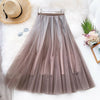 Women's Fashion High Quality Gradient Mesh Skirt Female High Waist