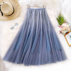 Women's Fashion High Quality Gradient Mesh Skirt Female High Waist