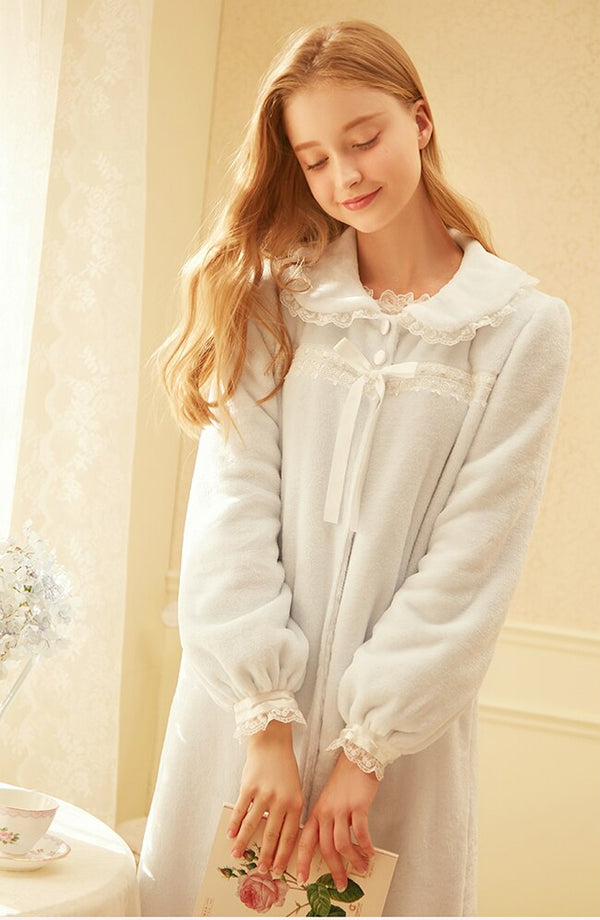 Women's Sleepwear Lolita Princess Robe Light Blue Flannel