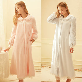 Women's Sleepwear Lolita Princess Robe Light Blue Flannel