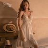 Women's V Neck Lace Satin Nightdress