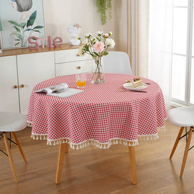 Plaid Round Tassel Tablecloth