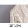 ZA Women New Autumn Winter Knitted Butto Decorati Loose Knit Sweater